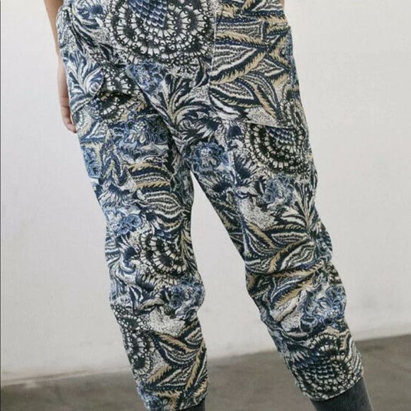 Free People June Bug Jogger Slouchy Blue Black Tan - Picture 3 of 4